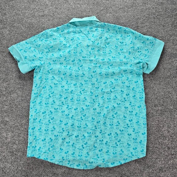 Disney Pajama Shirt Womens Medium Blue Button‎ Up Sleepwear Mickey Mouse Casual - Picture 8 of 8
